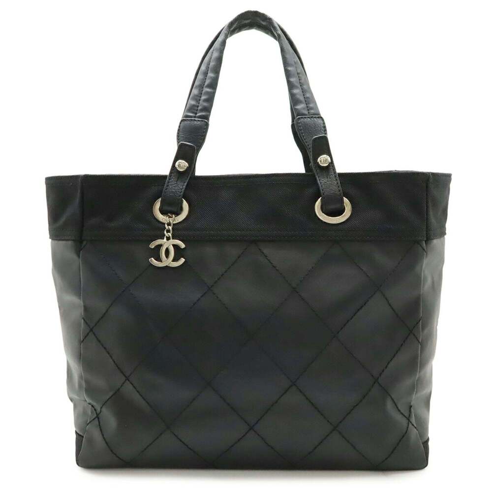 CHANEL Black Coated Canvas Tote Bag - Picture 2 of 10